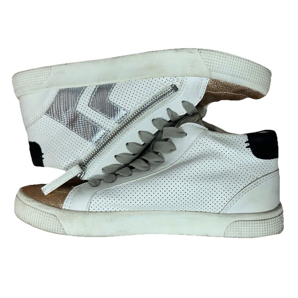 Dolce Vita Sneakers Womens Size 8 M Zello Mid Top Leather Metallic European Chic - Picture 3 of 8